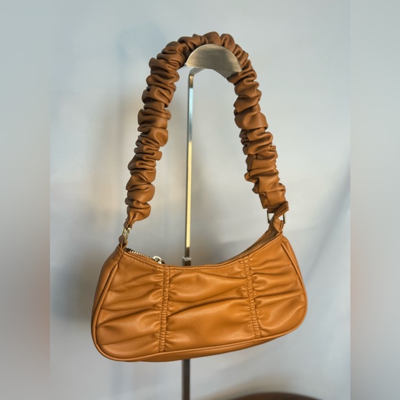 Ruched Tan Shoulder Bag - Picture 4 of 5
